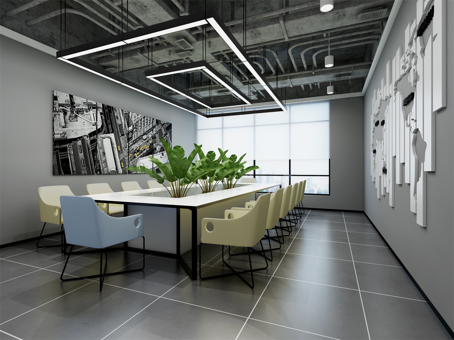 马鞍山1200㎡现代工业风整层办公室工装装修项目